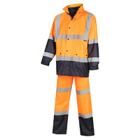 WORKIT Hi-Vis Wet Weather 2 Tone Taped Rain Pants Orange/Navy 2XL