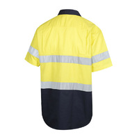WORKIT Hi-Vis Lightweight Short Sleeve Taped Shirt Orange/Navy 2XL