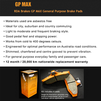 RDA Front Disc Brake Pads for Holden Sunbird LC LJ 4CYL 1969-72 GIRLING