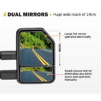 SAN HIMA Pair Extendable Towing Mirrors for Isuzu MU-X MY2013-MY2019 Black