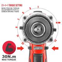 Topex 20v max cordless hammer drill w/ li-ion battery & screwdriver bit set