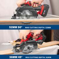 Topex 20v circular saw, with 4.0ah battery & charger, 4,300rpm, 0°- 45° bevel cutting