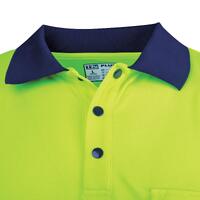 TRU Workwear Recycled Anti-Microbial Micromesh S/S Two Tone Hi-Vis Polo Shirt Yellow/Navy