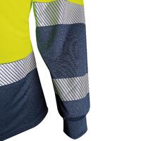 TRU Workwear Recycled Anti-Microbial Micromesh L/S Two Tone Hi-Vis Polo Shirt With Segmented Tape Yellow/Navy