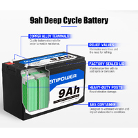 ATEM POWER 12V 9AH AGM Battery AMP Lead Acid SLA Deep Cycle Battery Dual Solar Power