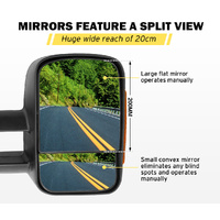 Pair Extendable Towing Mirrors For Isuzu MU-X MY2013-MY2019.