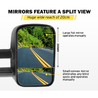 Pair Extendable Towing Mirrors For Toyota Prado 120 series  2002-2009