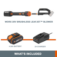 WORX 20V Cordless Brushless LEAFJET Blower w/ POWERSHARE 4Ah Battery & Charger - WG543E.B