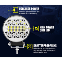 LIGHTFOX 2x4inch Round LED Work Light Combo Driving Lamp Reverse Offroad 4WD