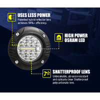 LIGHTFOX 2x 5inch Flush Mount LED Work Light Bar Combo Reverse Round Fog Lamp 4WD
