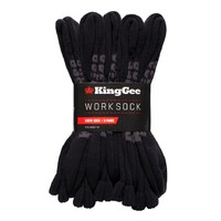 KingGee Mens Crew Cotton Work Sock - 5 Pack Colour Black Size 7-12