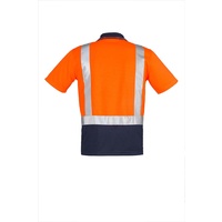 Syzmik Mens Hi Vis Spliced Polo Short Sleeve Shoulder Taped Yellow/Navy Small