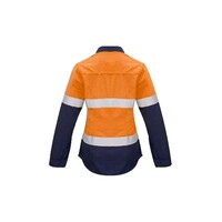 Syzmik Womens FR Closed Front Hooped Taped Spliced Shirt Yellow/Navy 8