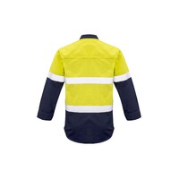 Syzmik Mens FR Closed Front Hooped Taped Spliced Shirt Orange/Navy Small