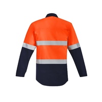 Syzmik Mens Orange Flame HRC 2 Hoop Taped Closed Front Spliced Shirt Yellow/Navy XXS