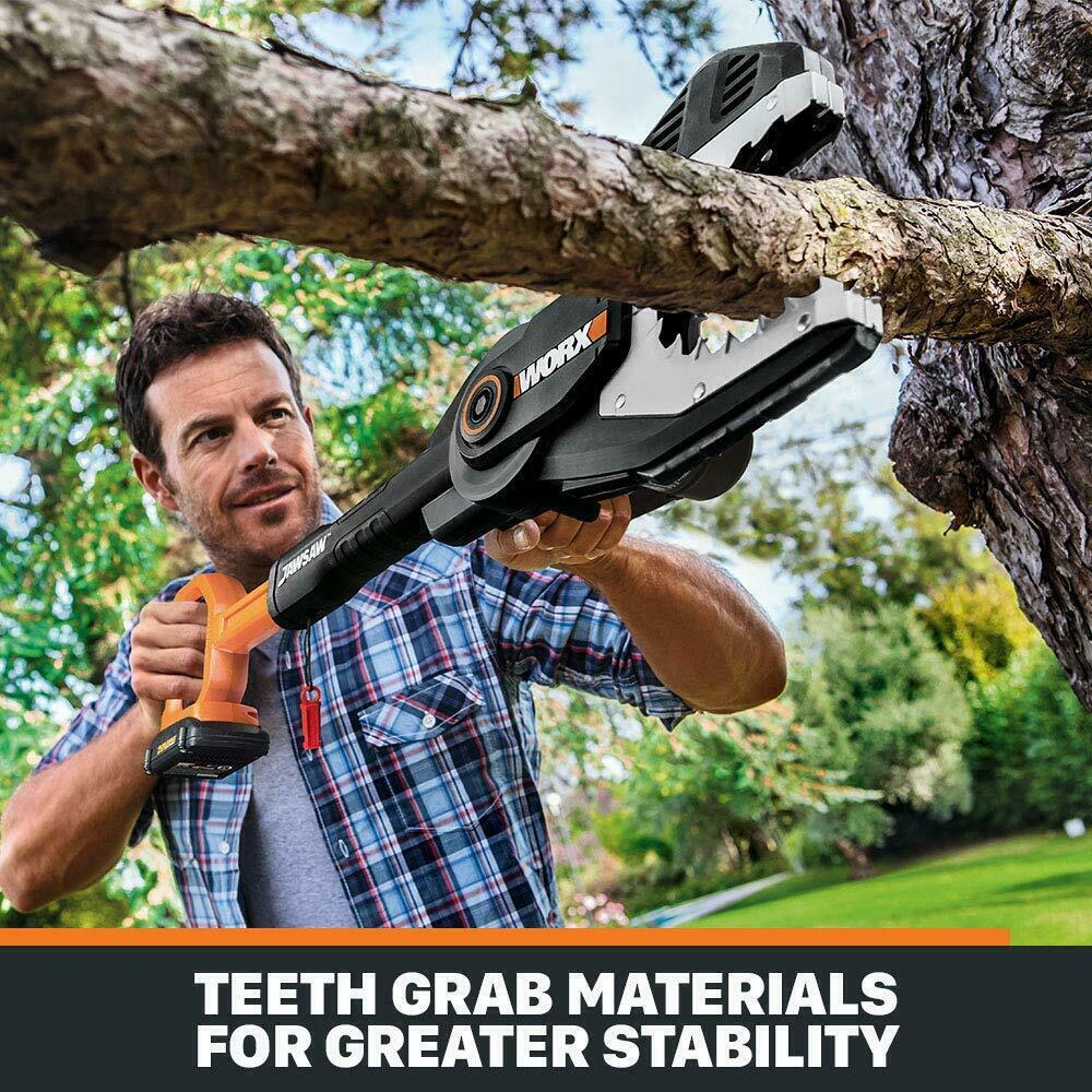 WORX 20V Cordless JAWSAW 15cm Chainsaw w POWERSHARE 2Ah Battery Charger WG329E.B tools