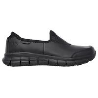 Skechers Women's Sure Track Slip Resistant Leather Work Shoes Memory Foam - Black - US 6.5