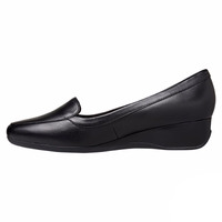 HUSH PUPPIES Christine Leather Wedges Shoes Work Casual Cushioned Work Classic - Black 