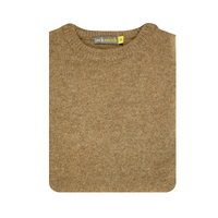 100% SHETLAND WOOL CREW Round Neck Knit JUMPER Pullover Mens Sweater Knitted - Nutmeg (23) - M