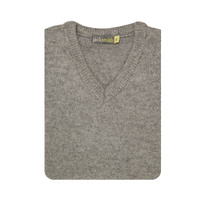 100% SHETLAND WOOL V Neck Knit JUMPER Pullover Mens Sweater Knitted S-XXL - Grey (21) - XXL