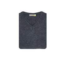 100% SHETLAND WOOL V Neck Knit JUMPER Pullover Mens Sweater Knitted S-XXL - Navy (45) - 5XL