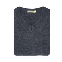 100% SHETLAND WOOL V Neck Knit JUMPER Pullover Mens Sweater Knitted S-XXL - Navy (45) - 6XL