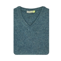 100% SHETLAND WOOL V Neck Knit JUMPER Pullover Mens Sweater Knitted S-XXL - Sherwood (32) - M