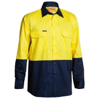 Hi Vis Cool Lightweight Drill Shirt Orange/Navy Size XS