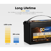 DC MONT 12V 135Ah Lithium Battery LiFePO4 Phosphate Deep Cycle Rechargeable Replace AGM