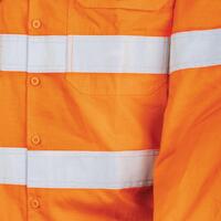 TRu Workwear Ripstop L/S Vented Hi-Vis Cotton Shirt With Reflective Tape DS1169T1-ORA-DM
