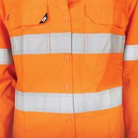 TRu Workwear Womens Ripstop Vented L/S Hi-Vis Shirt With Reflective Tape DSW1169T1-ORA-10