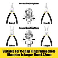 Masterspec 7" nickel coated circlip pliers set snap ring remover rolling pounch