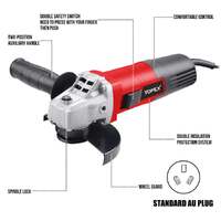 Topex heavy duty 900w 125mm 5inch angle grinder with side handle protection switch