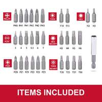 Topex 32-piece cr-v security screwdriver bit set with belt clip magnetic driver kit