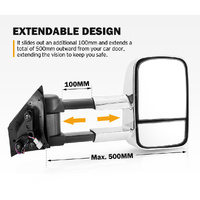 SAN HIMA Pair Towing Mirrors for Mazda BT-50 2012 to Mid-Year 2020 W/ Indicators