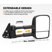 SAN HIMA Pair Towing Mirrors fit Nissan Patrol GU Y61 1997- 2016 Black