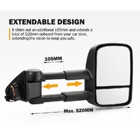 SAN HIMA Extendable Towing Mirrors For Jeep Grand Cherokee 2010-Current