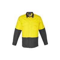 Syzmik Mens Rugged Cooling Hi Vis Spliced Shirt Yellow/Navy XXS