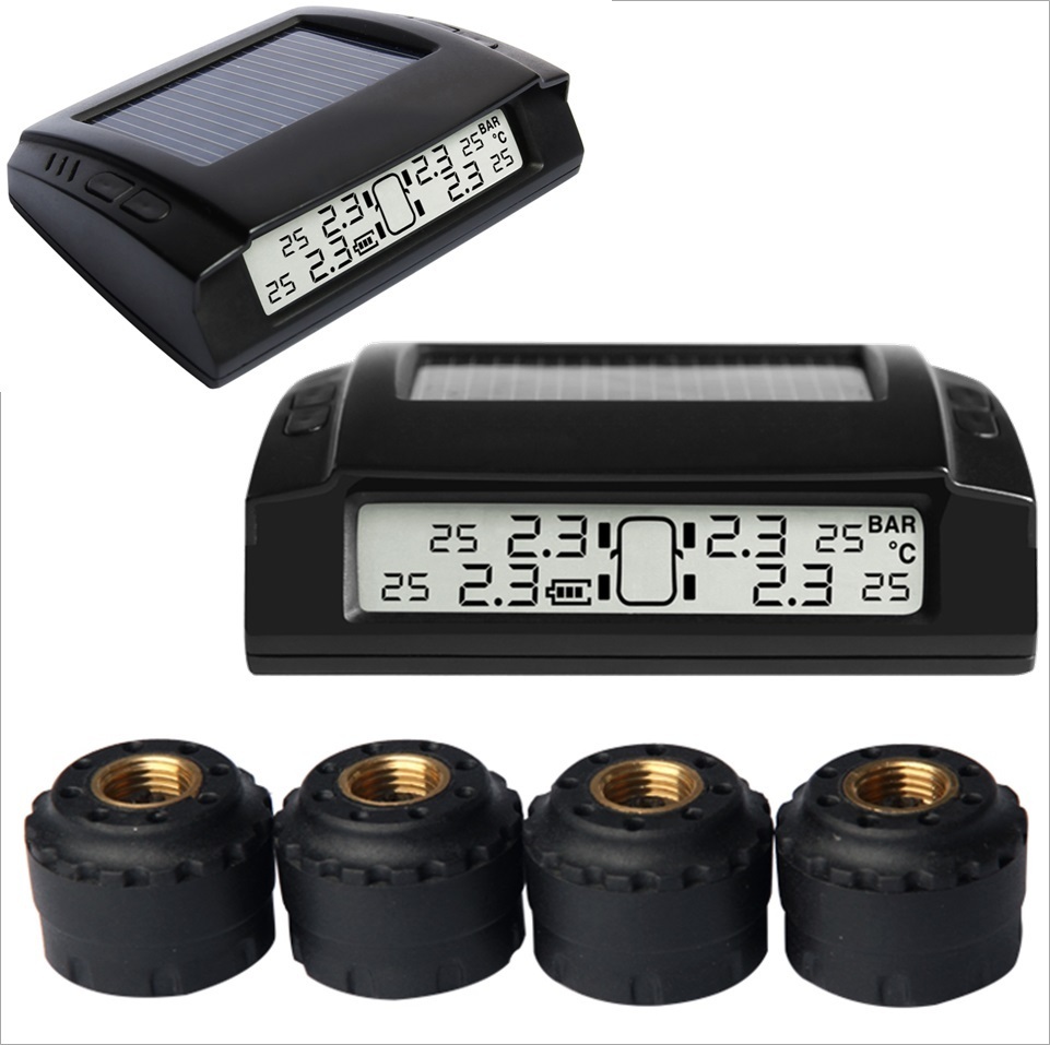 Solar Power TPMS Tyre Pressure Monitoring System LCD 4 External Sensors 4x4 PSI Diagnostic Tools | TP-15