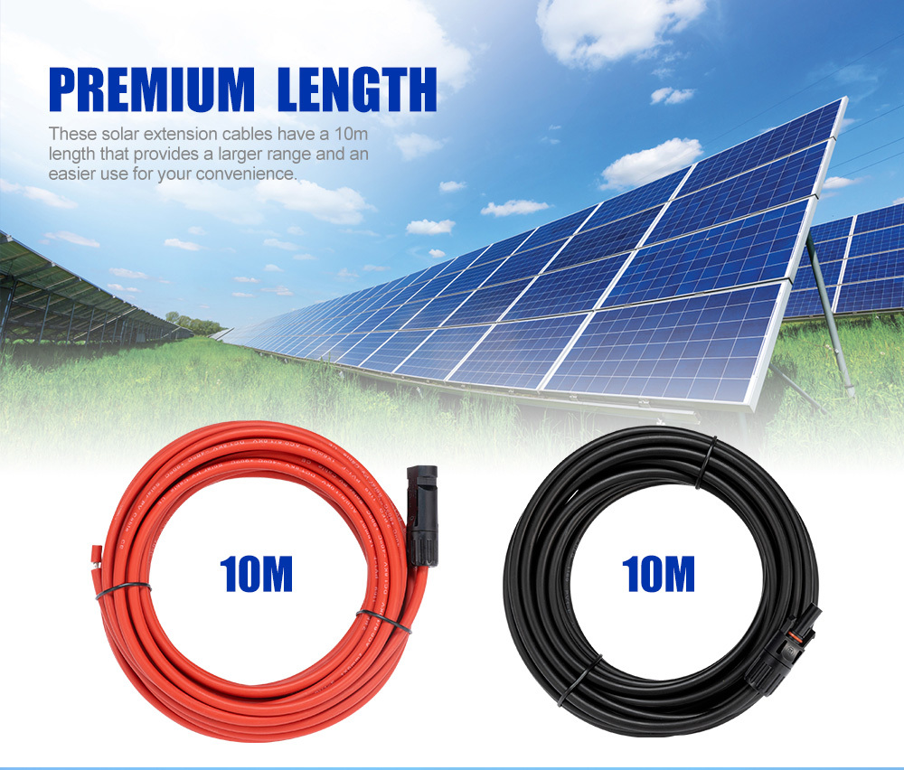 ATEM POWER 2x 10m Extension Cable Wire Connectors Solar Panel to regulator 6mm²