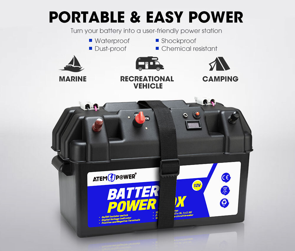 ATEM POWER 12V 20A DC to DC Battery Charger MPPT Dual Battery System with Battery Box