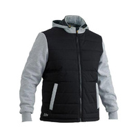 Flx & Move Contrast Puffer Fleece Hooded Jacket Charcoal Size XS