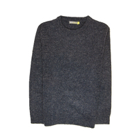 100% SHETLAND WOOL CREW Round Neck Knit JUMPER Pullover Mens Sweater Knitted - Navy (45) - XXL