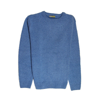100% SHETLAND WOOL CREW Round Neck Knit JUMPER Pullover Mens Sweater Knitted - Sky (40) - 5XL