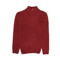 100% SHETLAND WOOL Half Zip Up Knit JUMPER Pullover Mens Sweater Knitted - Burgundy (97) - XXL