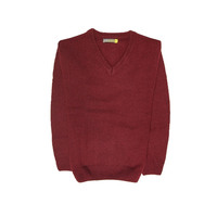100% SHETLAND WOOL V Neck Knit JUMPER Pullover Mens Sweater Knitted S-XXL - Burgundy (97) - M