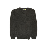 100% SHETLAND WOOL V Neck Knit JUMPER Pullover Mens Sweater Knitted S-XXL - Charcoal (29) - XL