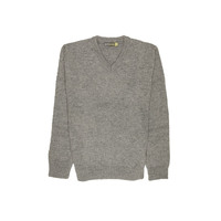 100% SHETLAND WOOL V Neck Knit JUMPER Pullover Mens Sweater Knitted S-XXL - Grey (21) - XXL
