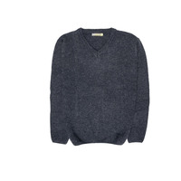 100% SHETLAND WOOL V Neck Knit JUMPER Pullover Mens Sweater Knitted S-XXL - Navy (45) - 5XL