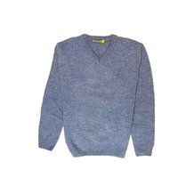 100% SHETLAND WOOL V Neck Knit JUMPER Pullover Mens Sweater Knitted S-XXL - Sky (40) - M